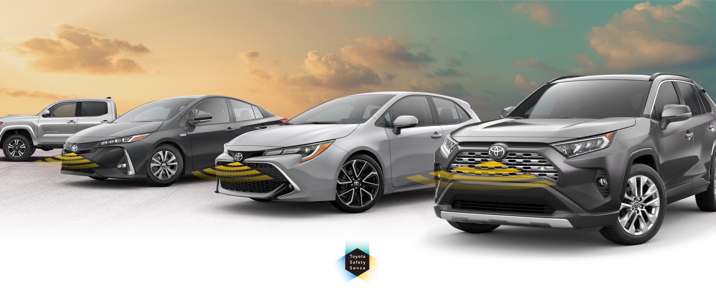 Toyota Safety Sense: Designed for Safety. Options shown on Toyota models including RAV4, Tacoma, and Camry, available now at Coad Toyota Paducah in Paducah KY.